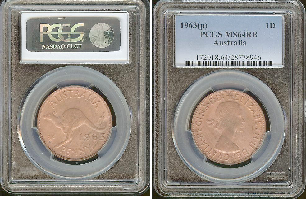 Australian penny 1963 PCGS MS64RB
